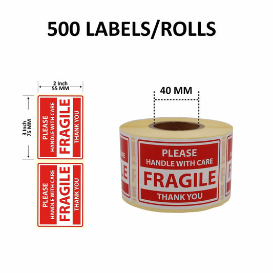 hazır etiketler Fragile Stickers 2x3 Inch Permanent Adhesive 500 Labels Roll