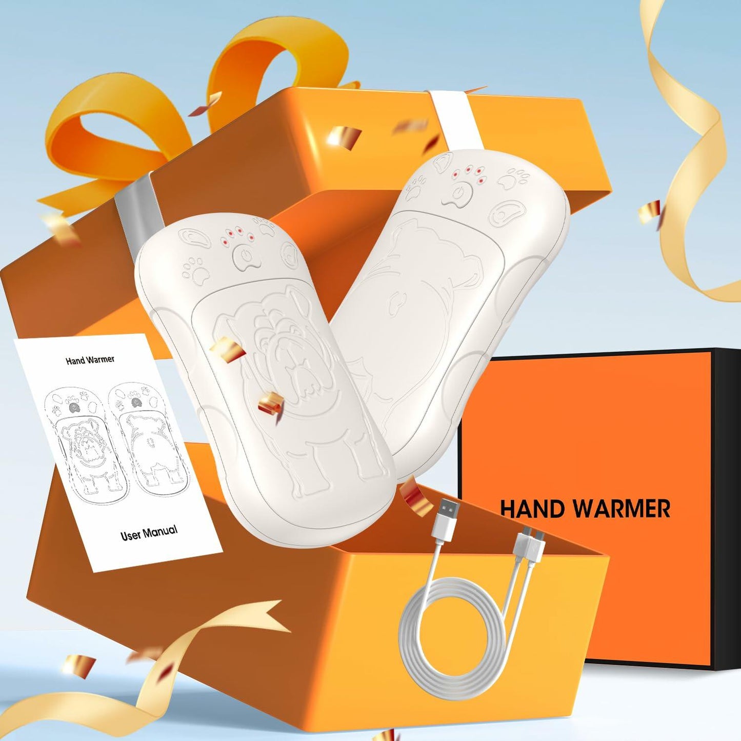 OLV Rechargeable Hand Warmers 2 Pack 6000mAh Magnetic Beige Portable