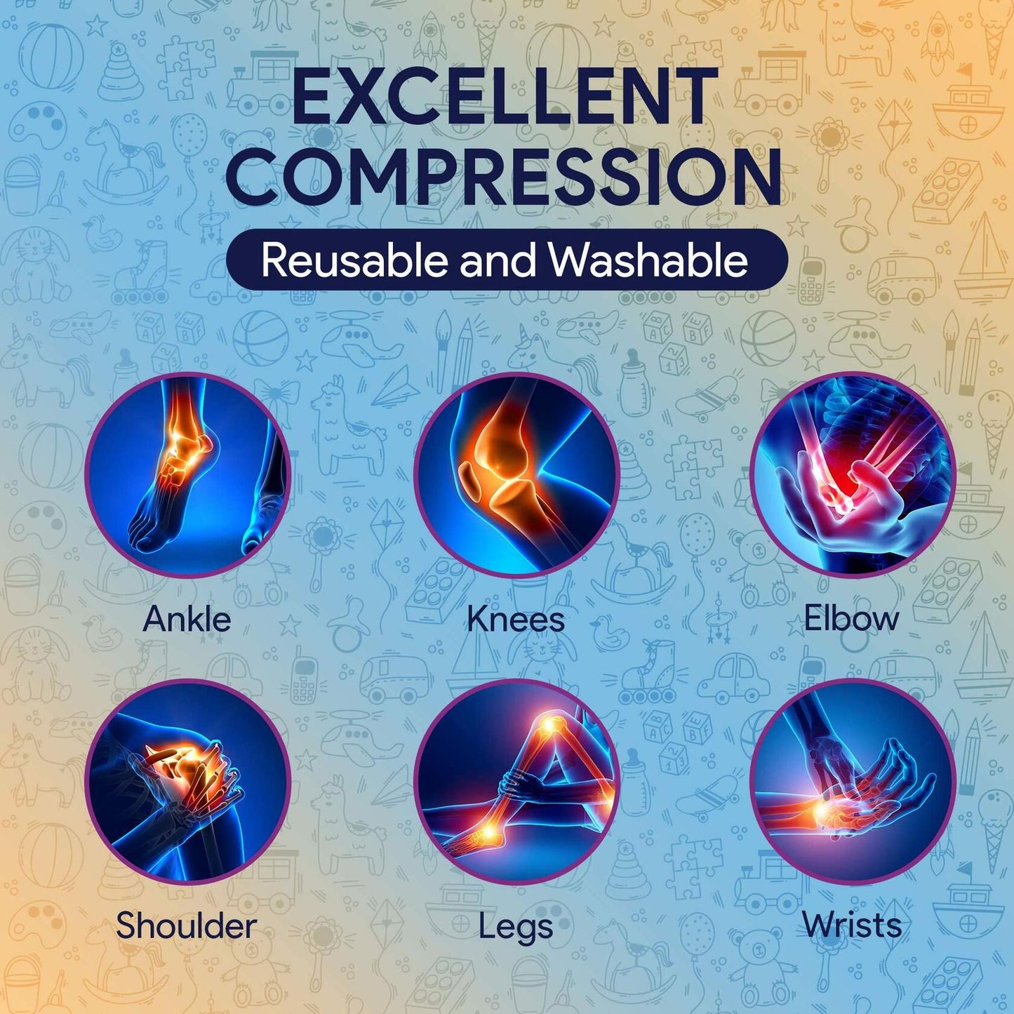 Elastic Bandage Wrap Self Closure 3"x180" Compression Sports Wrap 2 Pack