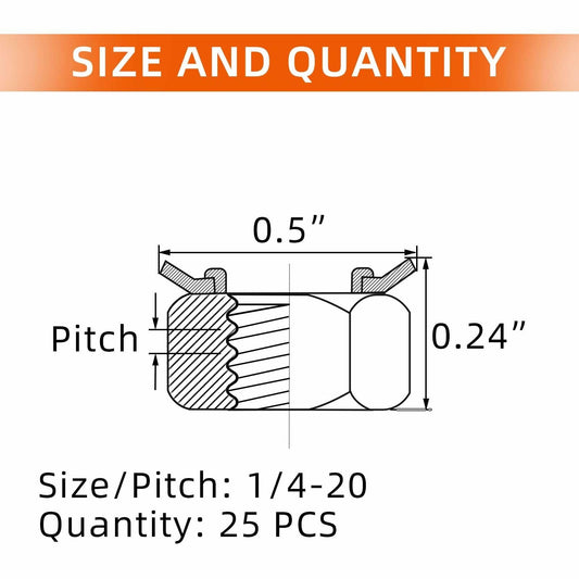 MewuDecor M8-1.25 Keps Lock Nut 304 Stainless Steel Black Finish 25 PCS