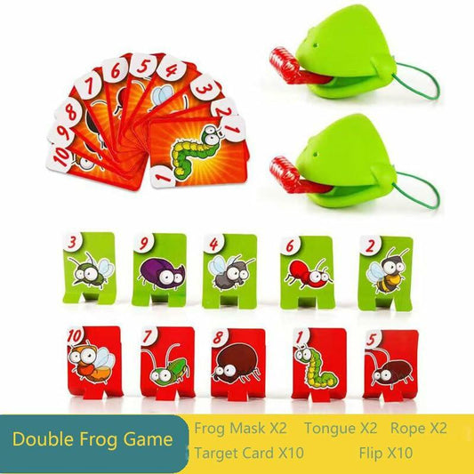 XSDY Frog Tongue Game Blowing Air Insect Cardboard Multiplayer Double Pack