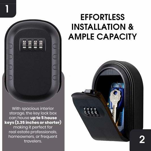 SAFEKEY HAVEN Key Lock Box 4 Digit Combination Wall Mount A4 Secure Lockbox