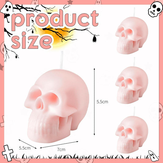 Nuanchu Halloween Skull Candles 6 Pack Large Light Pink Pastel Paraffin Wax
