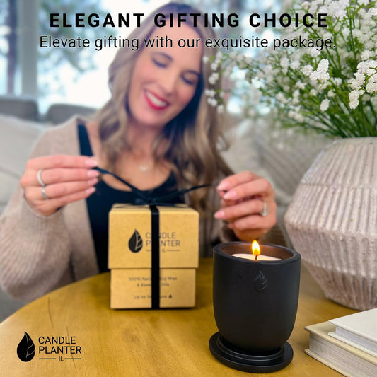 Matani Concrete Cement Candle Planter Aromatherapy Soy Black Sandalwood 3.1x4in