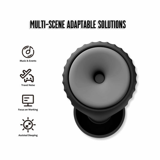 BNU Ear Plugs Noise Cancelling 25-35dB Reusable 2 Pairs S/M/L Black