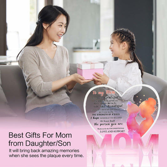 WUGUANSS Best Mom Ever Acrylic Plaque Pink Christmas Birthday Gift