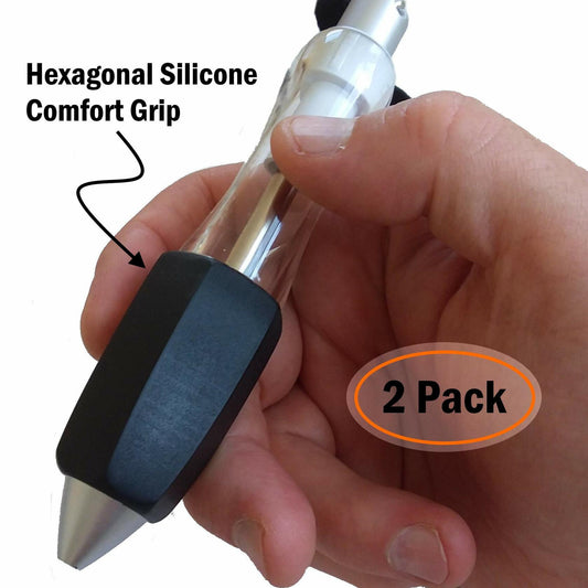 Thixotropic Super Big Fat Pens Hex Silicone Grip Large Black Ink 2 Pack