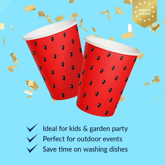 PAW Decor Collection Disposable Paper Cups 8.5oz 50-Pack Watermelon Theme