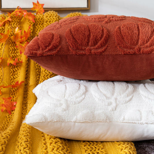 COSIBONO Pumpkin Fall Throw Pillow Covers 18x18 Set of 2 Caramel Embroidery