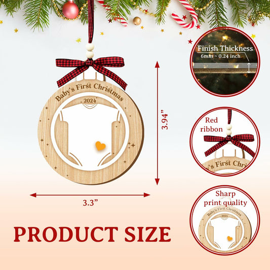 DEARMINE Baby First Christmas Ornament 2024 Wood Writable Newborn Gift
