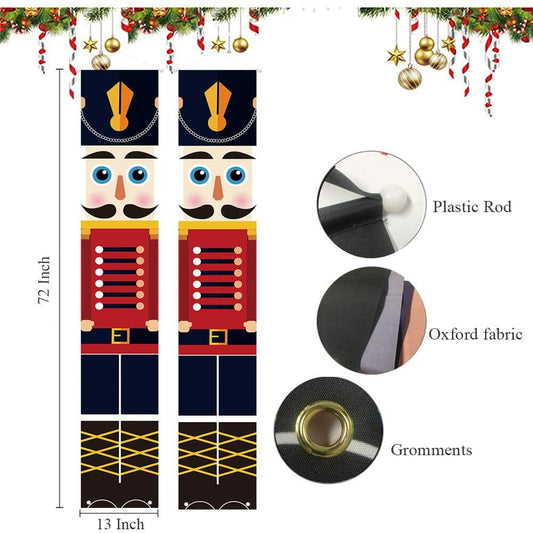 Nutcracker Christmas Banner Porch Sign Front Door Indoor Outdoor Decor