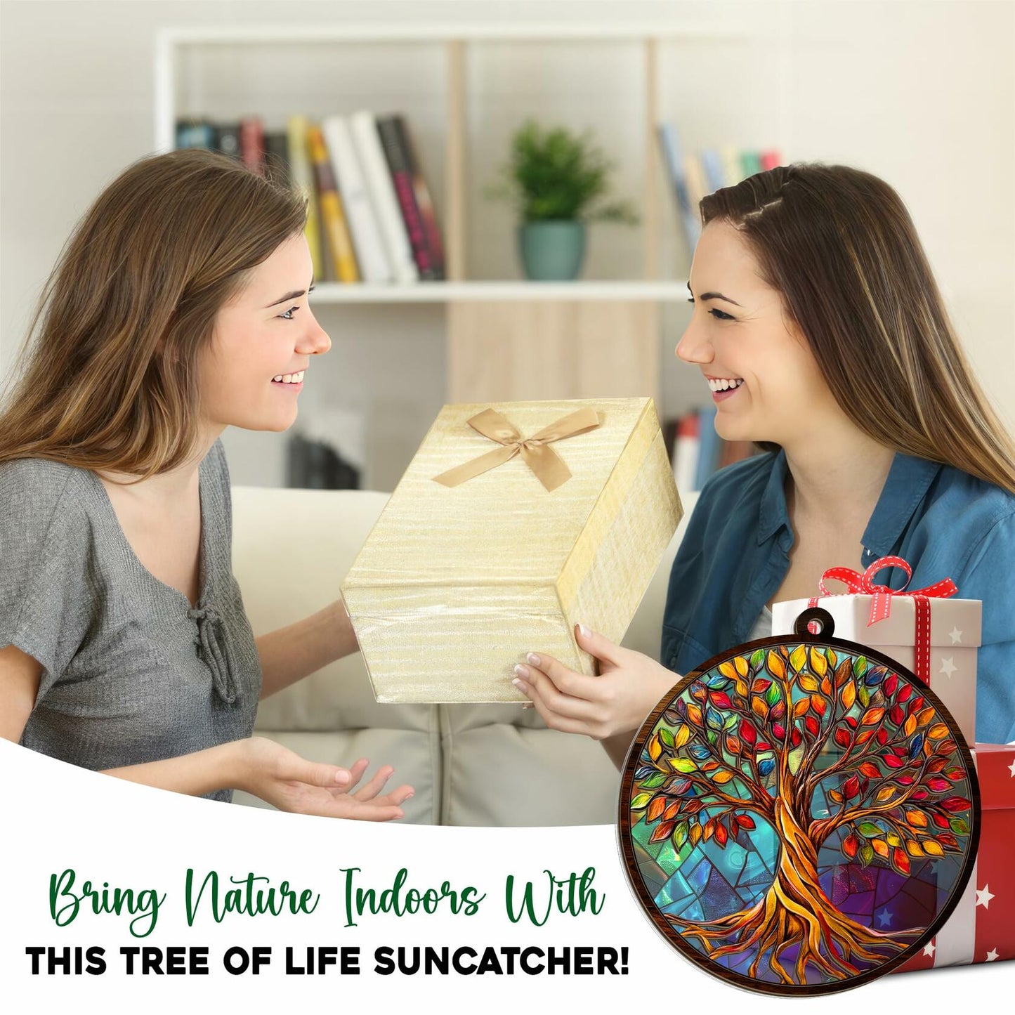 AVERXO Tree of Life Viking Suncatcher Window Hanging Decor 6in Open Box