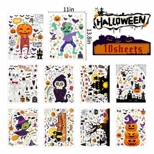 Halloween Decorations 743 PCS Window Clings 10 Sheets Large Double-Sided
