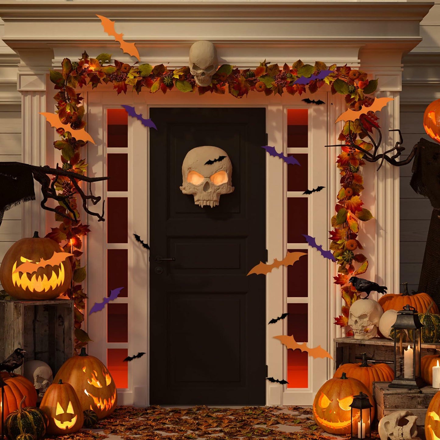 Maitys 36pcs Halloween Bat Cutouts Paper Wall Decor Stickers