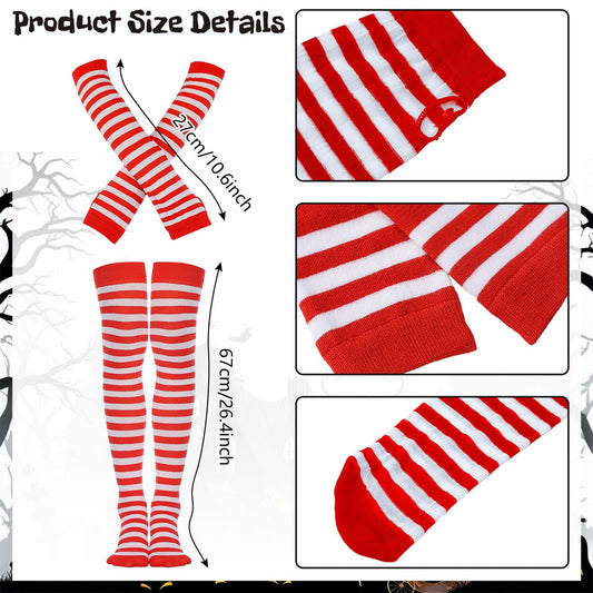 POEWAUVE Women Halloween Fast Food Costume Set Wig Apron Socks Gloves