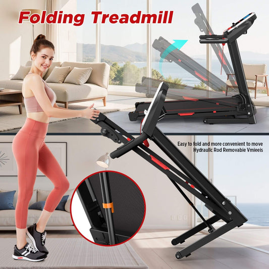 Rovix Portable 3.5HP Space Saving Folding Treadmill W/ Incline & 12 Preset Programs (SAK29735)