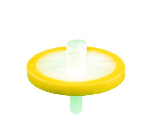 Whatman 10463525 30mm Dia, ReZist, 1.0 micrometer Pore Size, PTFE/ Polypropylene, Female Luer Lock/ Male Luer, Yellow, 500/pk (PN:10463525)