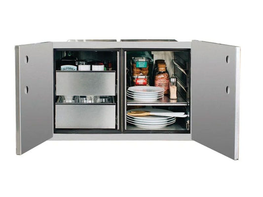 TrueFlame 36-Inch 2-Drawer Dry Storage Pantry & Enclosed Cabinet Combo