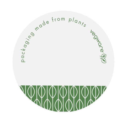 Vegware 1.7 in Round Write-On Compostable Sticker, White & Green (QTY 1000), SKU VRST45W