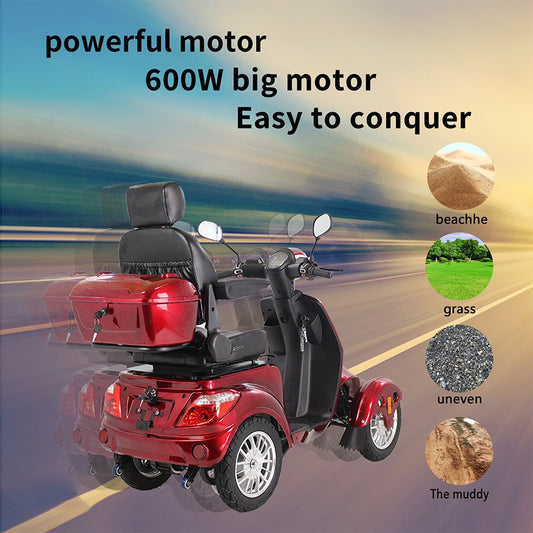 Zvg 600W 60V/20AH Four-Wheel Electric Elderly Handicap Adult Mobility Travel Scooter W/ Cover (SAK95716)