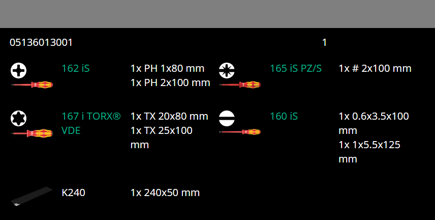 Wera 100 iS/7 VDE Set 1 Kraftform Insulated Screwdriver Set 7 Piece 05136013001