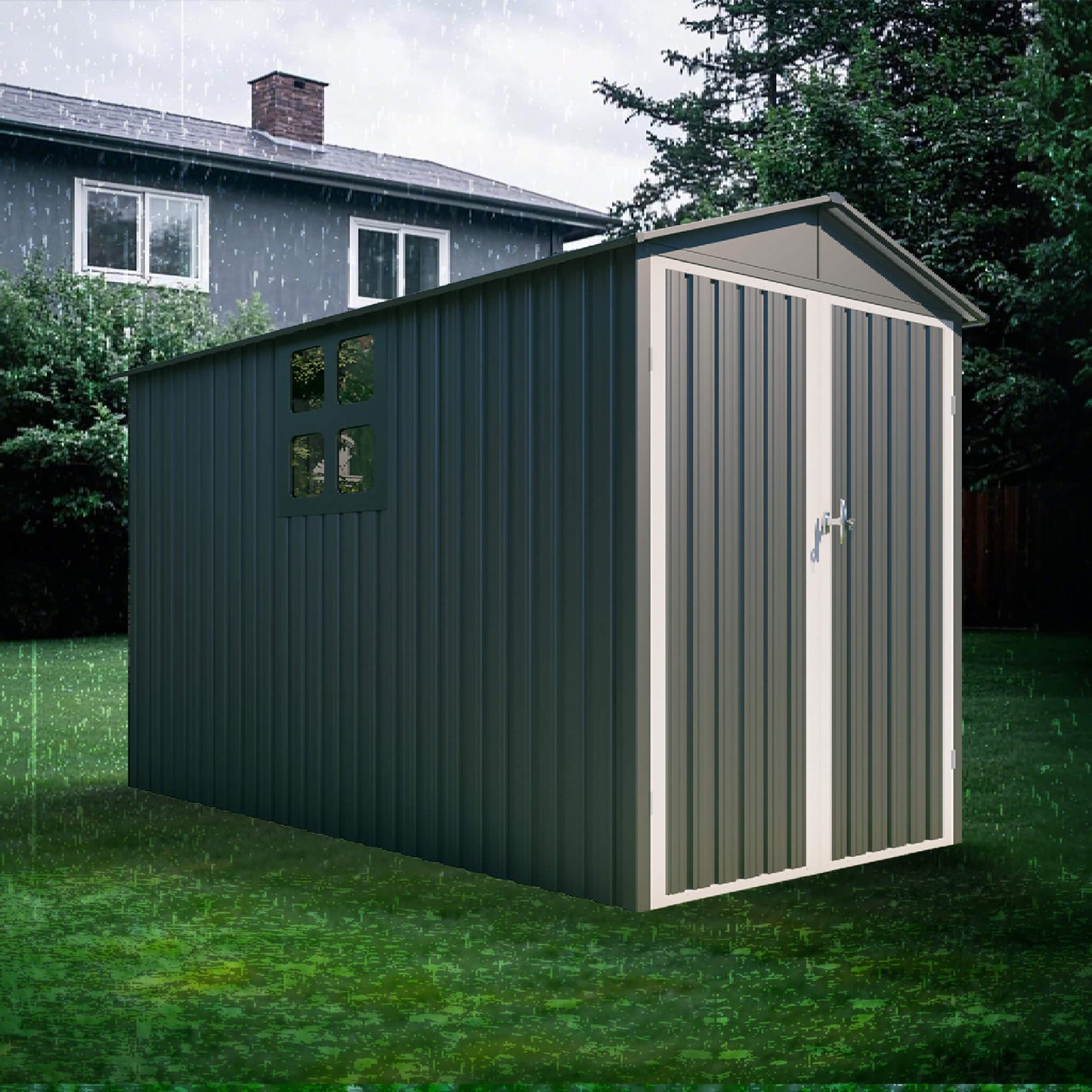 [05X10FT] Alora Large Weatherproof Outdoor Motocycle And Tools Storage Shed (SAK91642)