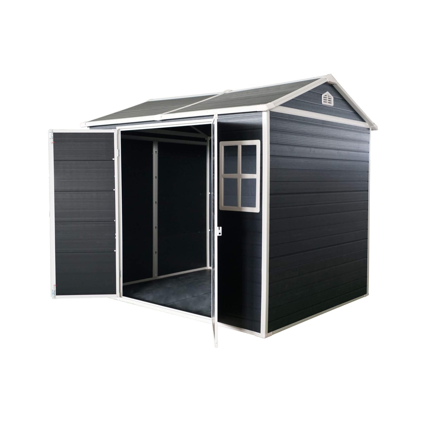 [06X08FT] Alora Outdoor Resin Patio Garden Shed With Floor, 2 Windows, And Lockable Doors (SAK54953)