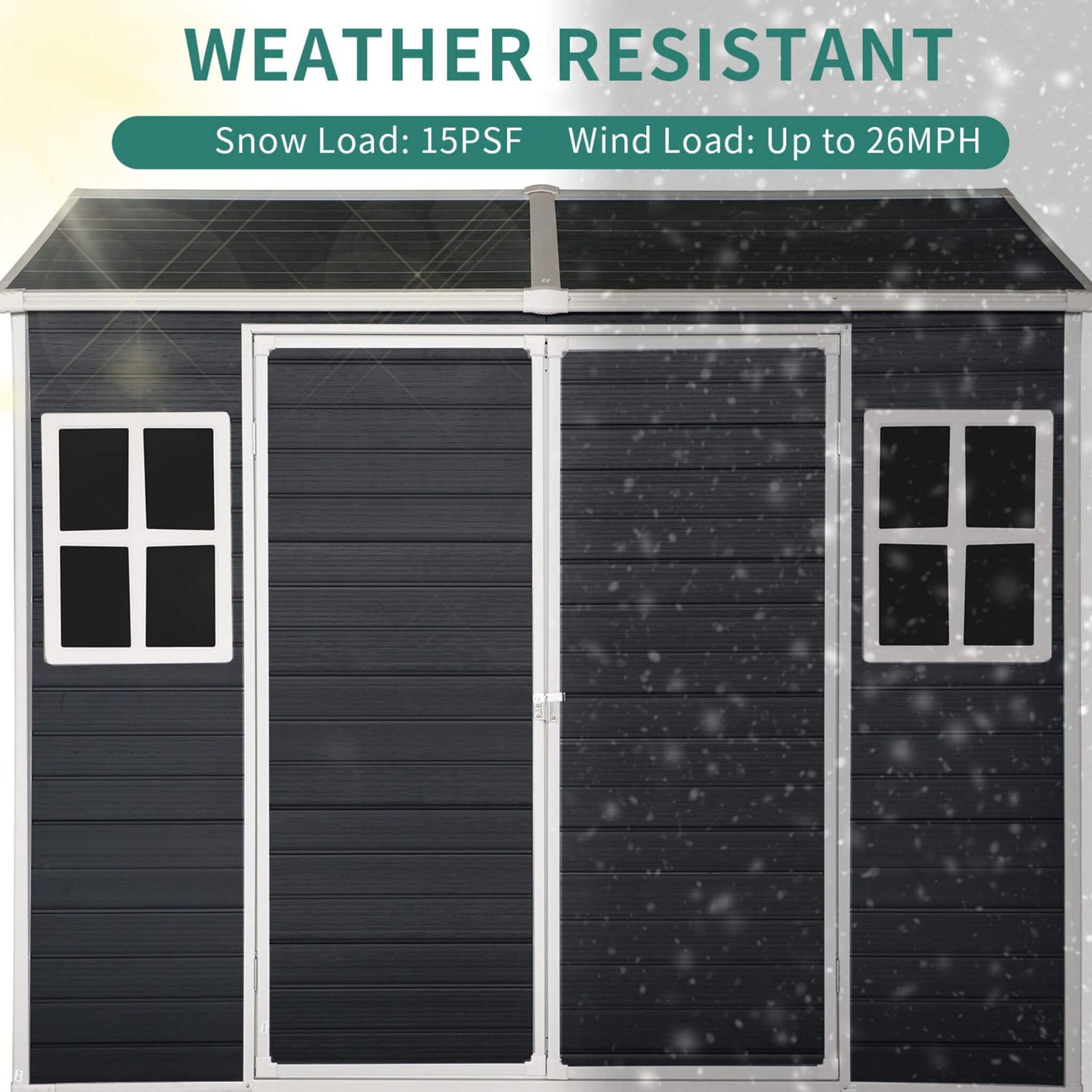 [06X08FT] Alora Outdoor Resin Patio Garden Shed With Floor, 2 Windows, And Lockable Doors (SAK54953)