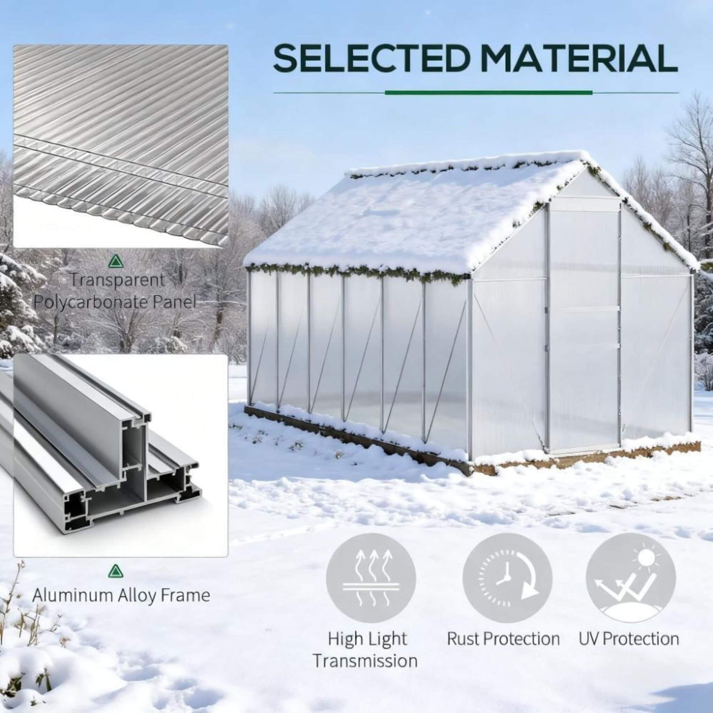 [06X12FT] Heavy-Duty Aluminum Walk-In Greenhouse With Rooftop Vent And Sliding Door (SAK69048)