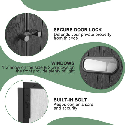 [07X10FT] Alora Heavy-Duty Weather-Resistant Polypropylene Storage Shed With Floor And Reinforced Steel Frame (SAK67455)