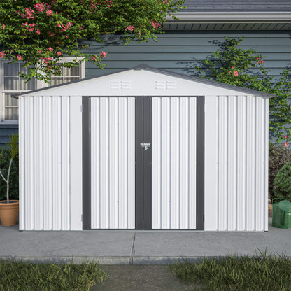 [08X10FT] Alora Heavy-Duty Outdoor All-Weather Metal Garden Tool Shed (SAK28501)