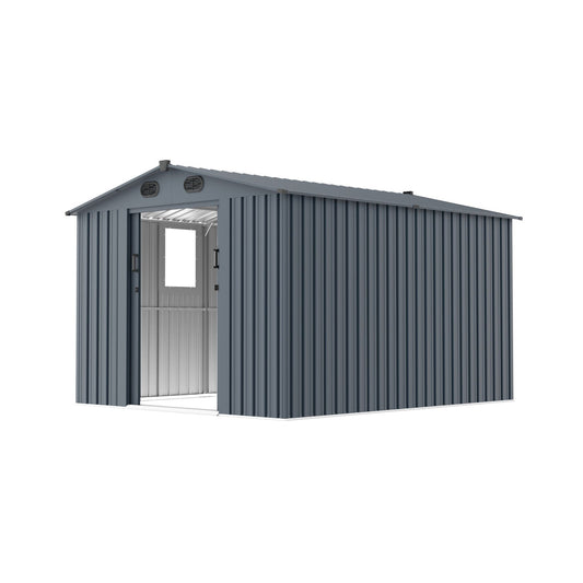 [08X10FT] Large Outdoor Metal Backyard Garden Storage Tool Shed With Window And Lockable Doors (SAK68140)