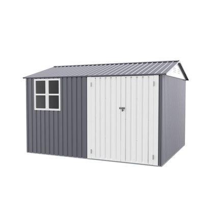 [08X10FT] Alora Outdoor Garden Tool Shed With Thickened Galvanized Steel, Sloped Roof, Vents And Double Lockable Doors (SAK66582)