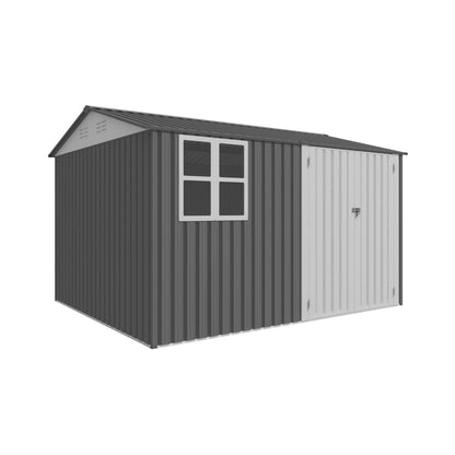 [08X10FT] Alora Outdoor Garden Tool Shed With Thickened Galvanized Steel, Sloped Roof, Vents And Double Lockable Doors (SAK66582)