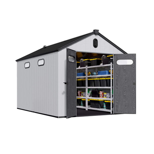 [08X12FT] Alora Large Polypropylene Storage Shed With Reinforced Floor And Lockable Swing Doors (SAK07451)