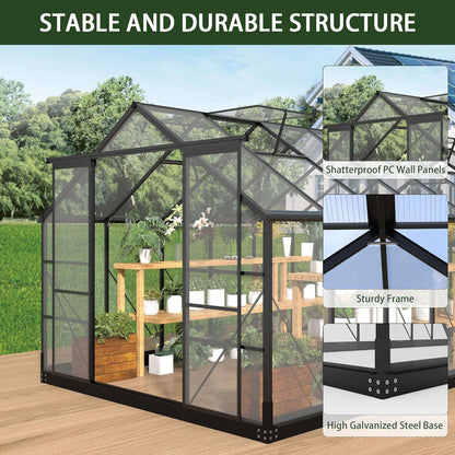 [08X16FT] Premium Outdoor Walk-In Polycarbonate Greenhouse With Roof Vents & Sliding Doors, 4MM (SAK72649)