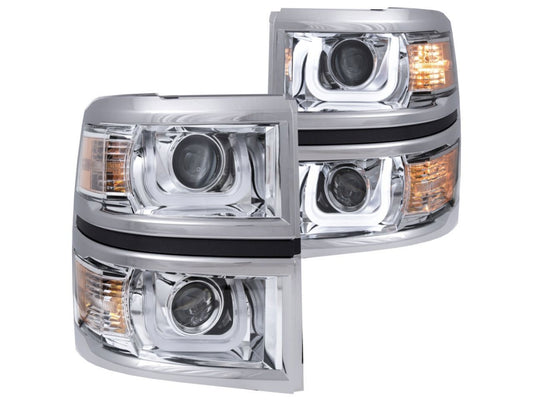 Anzo 2014-2015 Chevrolet Silverado Projector Headlights w/ U-Bar Chrome