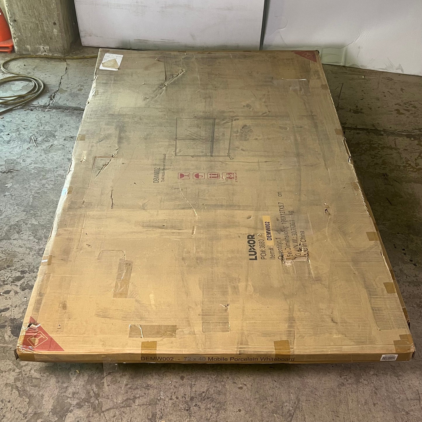 LUXOR Double Sided Mobile Porcelain Whiteboard Sz 72” x 40” White DEMW002 (Distressed Box)