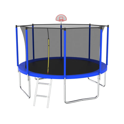 Premium 12FT Outdoor Backyard Trampoline For Kids And Adults With Basketball Hoop And Safety Enclosure (SAK15723)