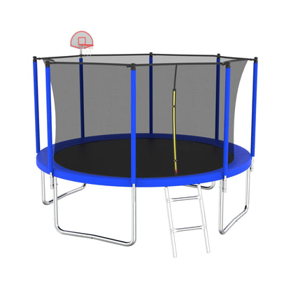 Premium 12FT Outdoor Backyard Trampoline For Kids And Adults With Basketball Hoop And Safety Enclosure (SAK15723)