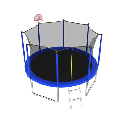 Premium 12FT Outdoor Backyard Trampoline For Kids And Adults With Basketball Hoop And Safety Enclosure (SAK15723)