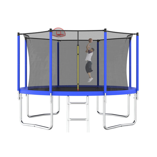 Premium 12FT Outdoor Backyard Trampoline For Kids And Adults With Basketball Hoop And Safety Enclosure (SAK15723)