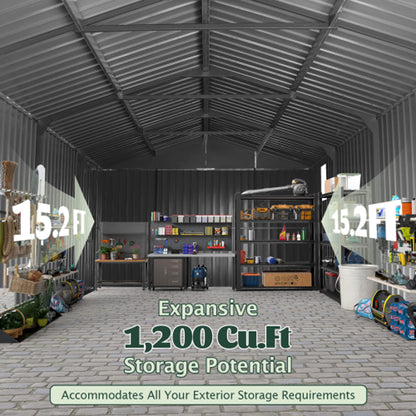 Extra-Large Outdoor Heavy-Duty Metal Garage Shed With Lockable Doors (SAK14093)