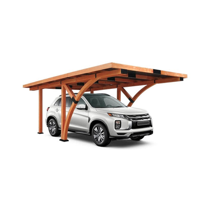 [12X18FT] Alora Premium Heavy-Duty Pine Wood Arc-Shaped Carport With Metal Roof (SAK94716)
