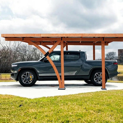 [12X18FT] Alora Premium Heavy-Duty Pine Wood Arc-Shaped Carport With Metal Roof (SAK94716)