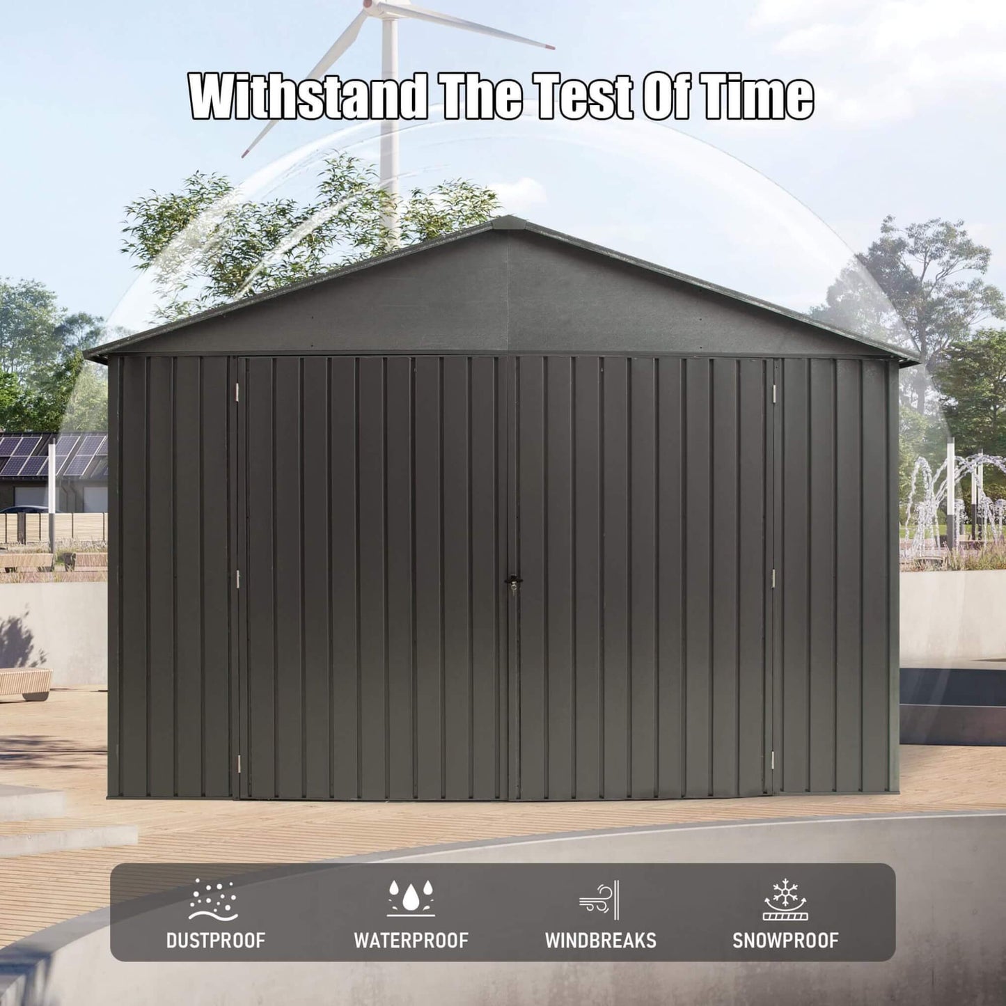 Extra-Large Outdoor Heavy-Duty Metal Garage Shed With Lockable Doors (SAK14093)