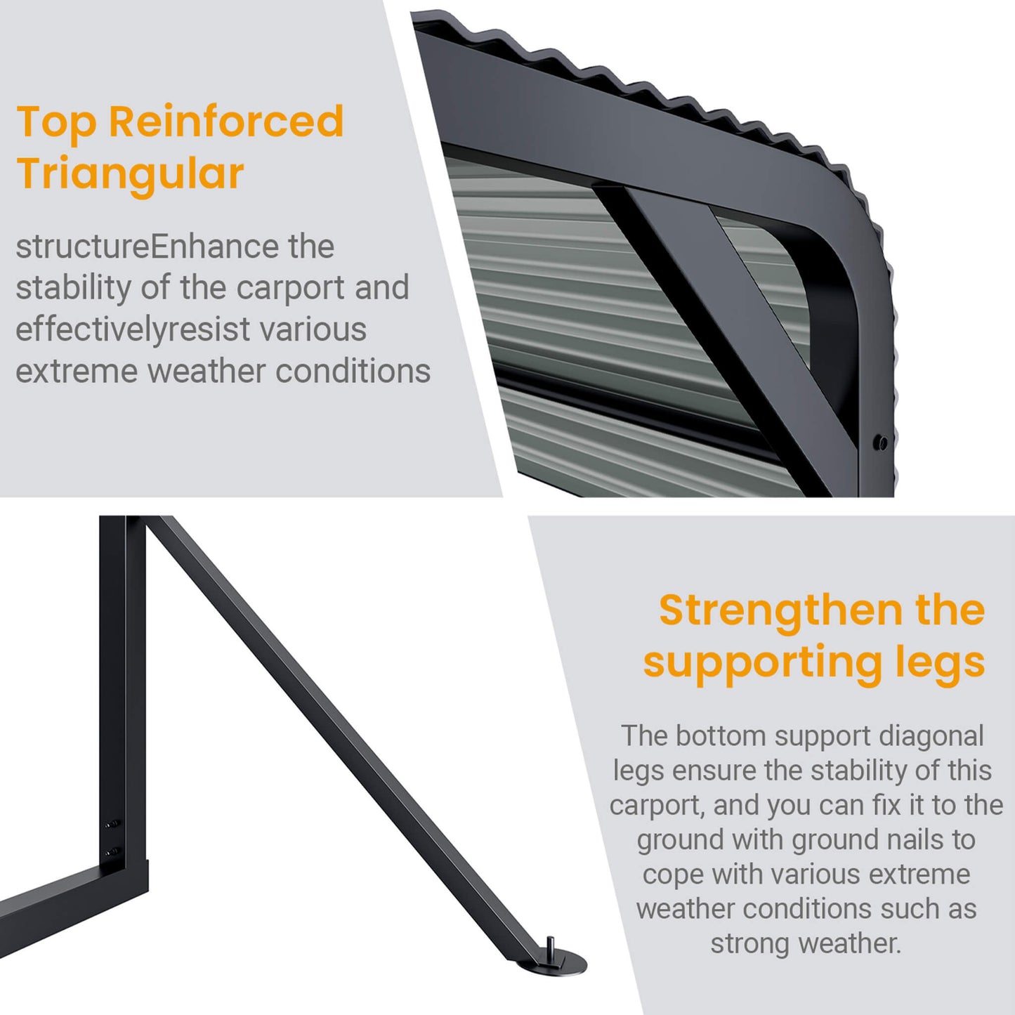 [12X20FT] Alora Heavy-Duty All-Weather Metal Carport With Reinforced Support Base (SAK97381)