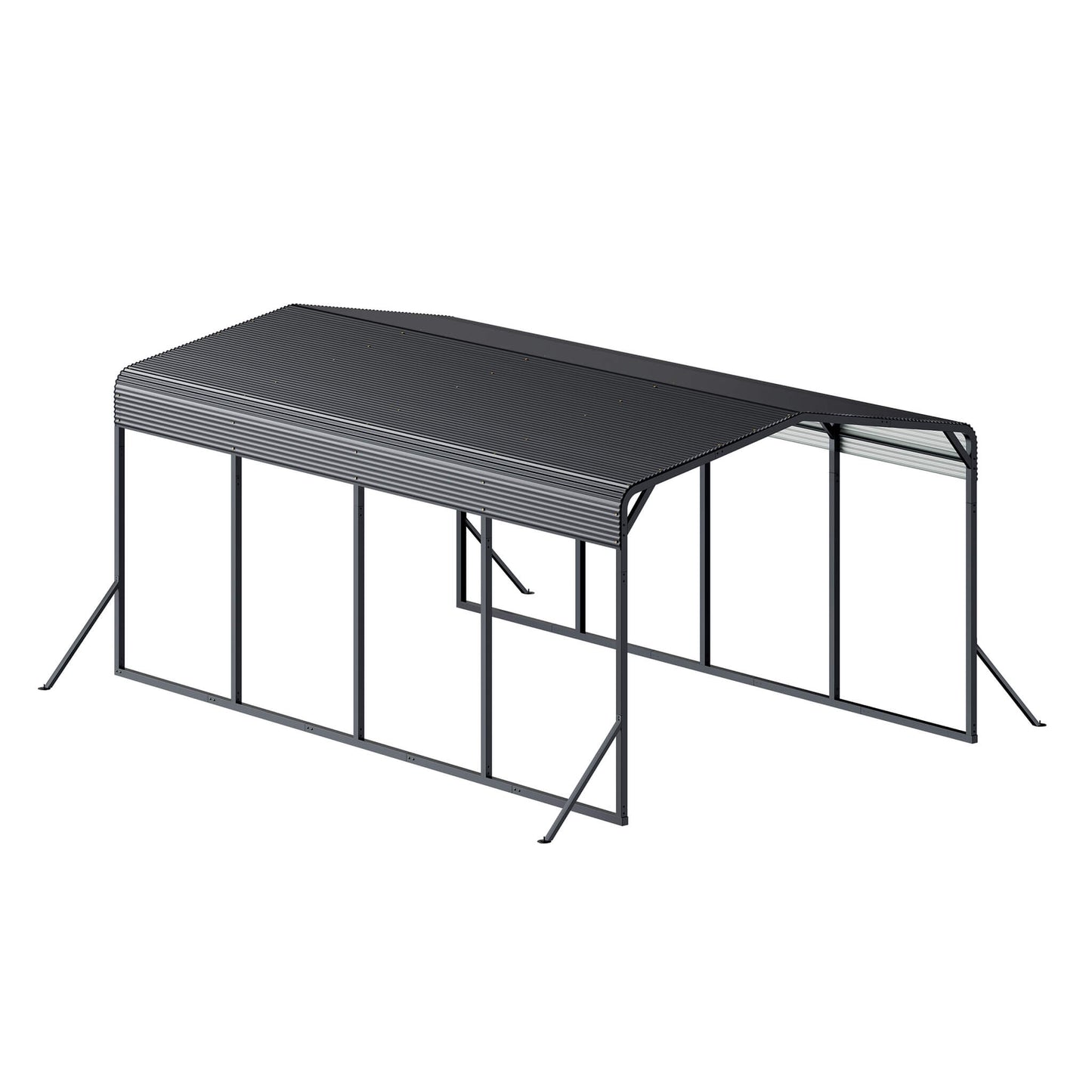[12X20FT] Alora Heavy-Duty All-Weather Metal Carport With Reinforced Support Base (SAK97381)