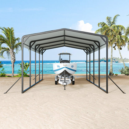 [12X20FT] Alora Heavy-Duty All-Weather Metal Carport With Reinforced Support Base (SAK97381)