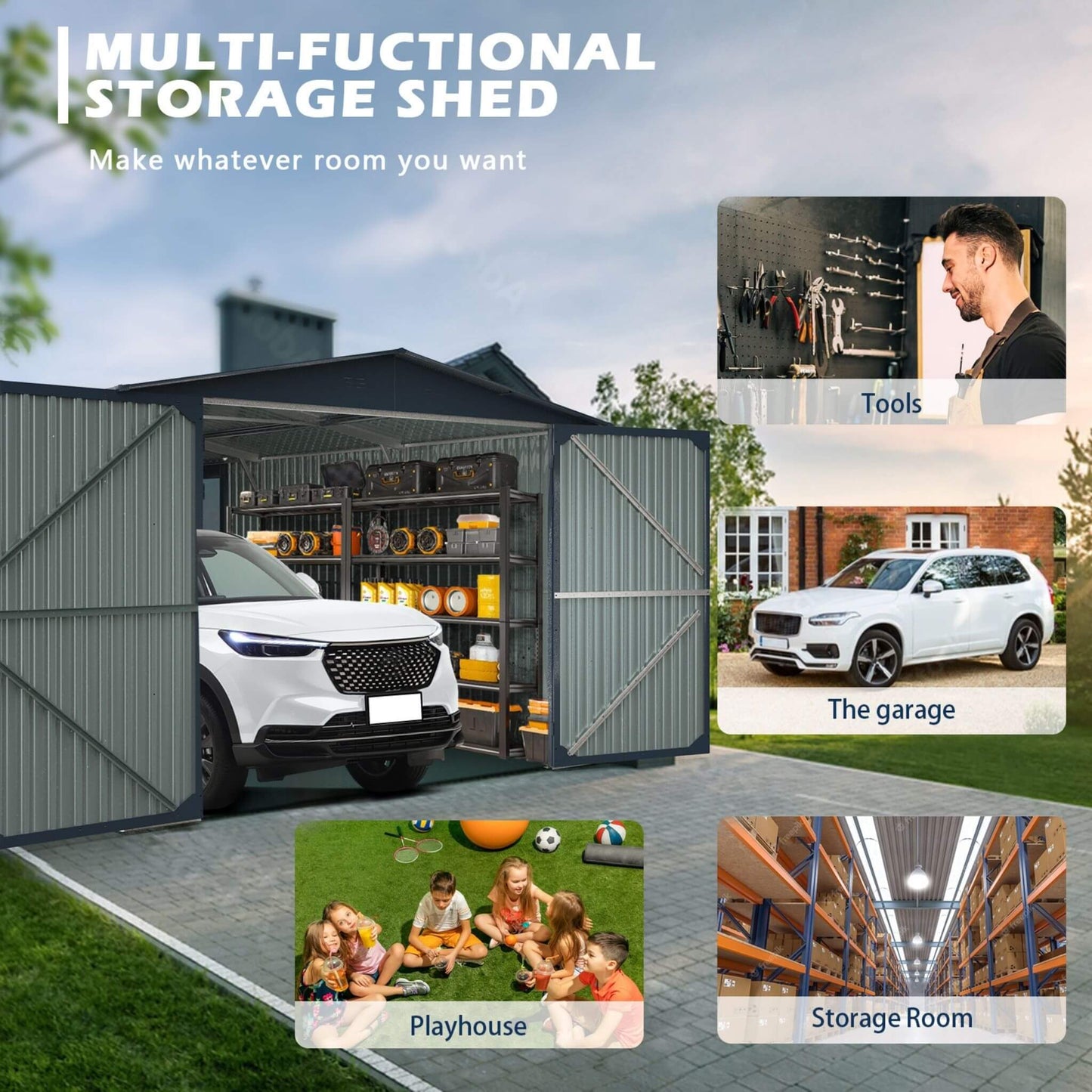 [13X20FT] Alora Extra-Large Premium Weather-Resistant Outdoor Multi-Purpose Utility Storage Shed (SAK84920)